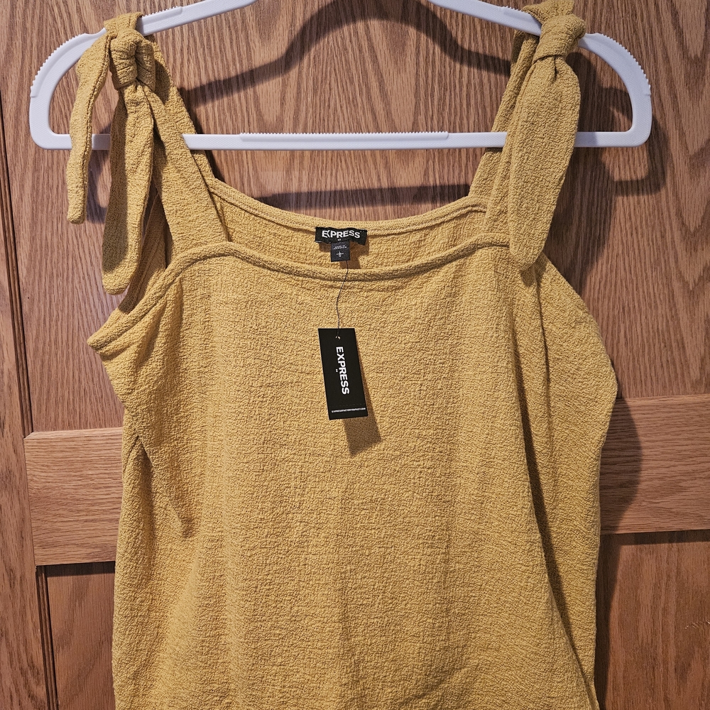 Express Women's Mustard Tie-Shoulder Camisole